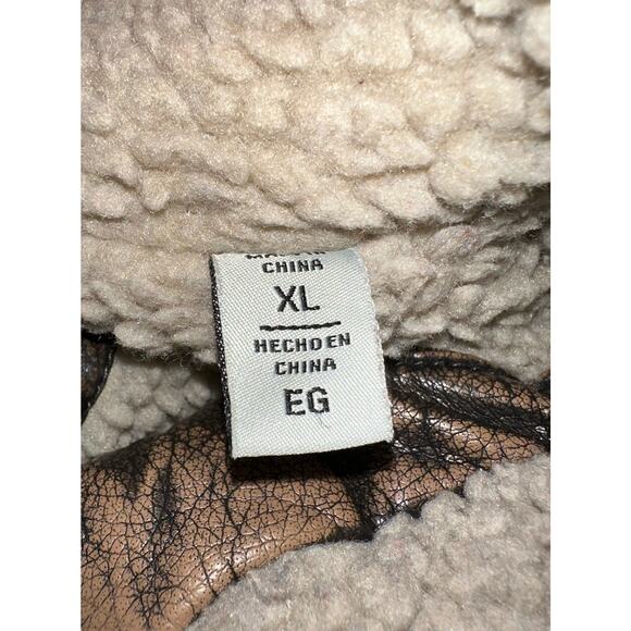 Levi Strauss & Co Brown Feaux Leather Sherpa Lined Zip Up Jacket Men's Size XL - Picture 6 of 12